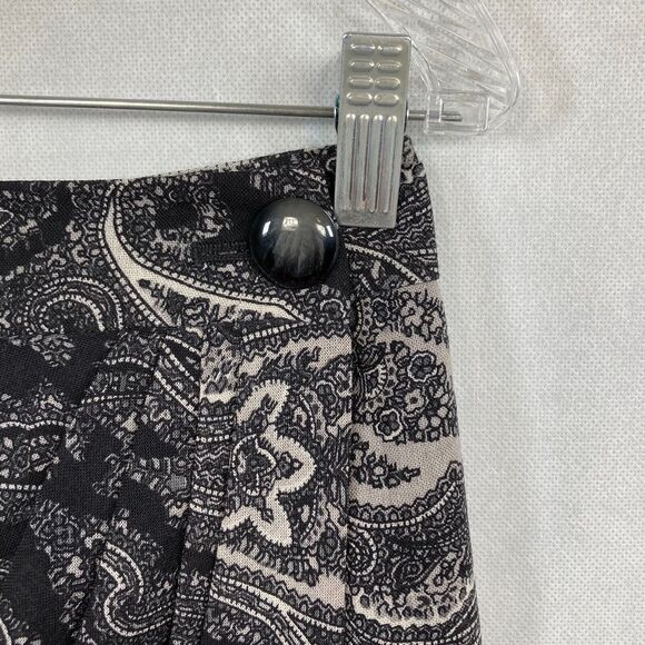 Talbots Skirt Womens Sz 6 Black Gray Paisley Wool Wrap Pencil‎ Lined Button - Picture 5 of 8